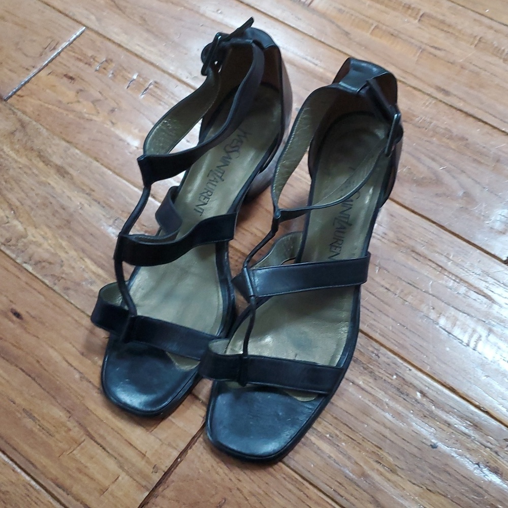 Yves Saint Laurent Y2K Black Strappy Heels - Picture 2 of 14
